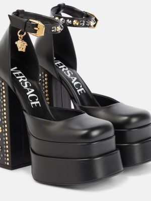Escarpins en cuir à plateforme Versace noir