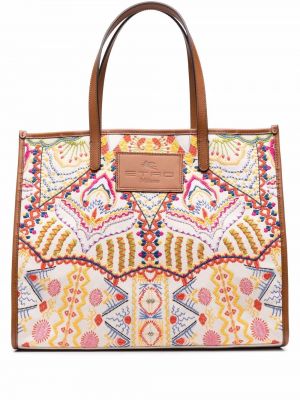 Brodert shoppingbag Etro hvit