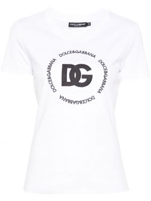 Majica z vezenjem Dolce & Gabbana bela