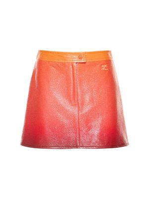 Kožená sukně s přechodem barev z imitace kůže Courrèges oranžové