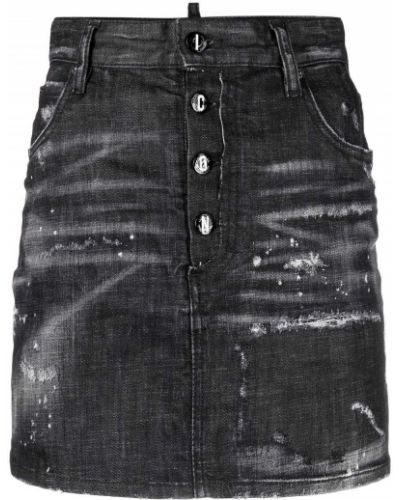Spódnica jeansowa z przetarciami Dsquared2 czarna