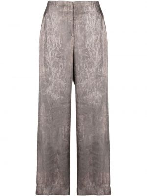 Rovné kalhoty s oděrkami s potiskem Giorgio Armani Pre-owned šedé