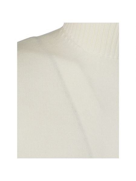 Jersey cuello alto de lana de lana merino de tela jersey Drumohr blanco