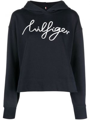 Trykt bomull hettegenser Tommy Hilfiger blå