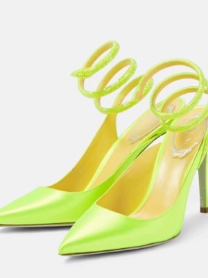 Сатенени полуотворени обувки с кристали René Caovilla жълто