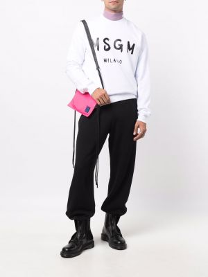 Sweatshirt mit rundhalsausschnitt mit print Msgm weiß