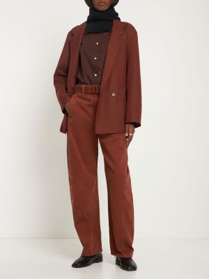 Spodnie bawełniane Lemaire brązowe