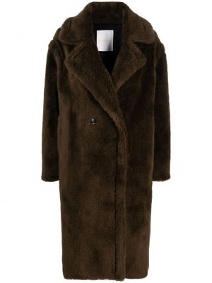 Kostkovaný kabát s potiskem Yves Salomon hnědý