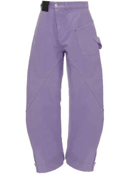 Voľné bavlnené priliehavé nohavice Jw Anderson fialová