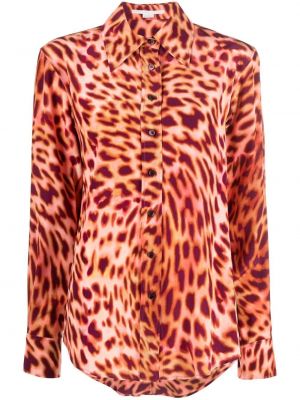 Leopard trykt silke skjorte Stella Mccartney rosa