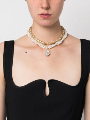 Křišťálový náhrdelník s perlami Atu Body Couture zlatý