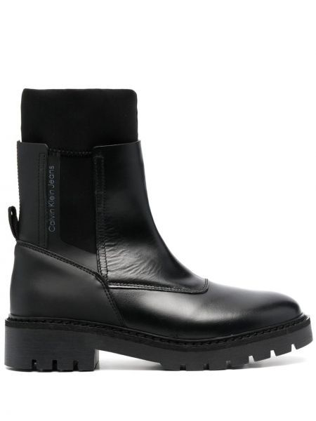 Leder gummistiefel Calvin Klein schwarz