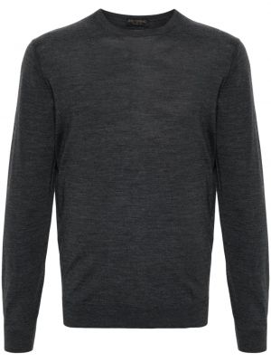 Vlnený sveter z merina s okrúhlym výstrihom Dell'oglio sivá