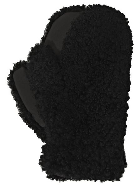 Черные перчатки с мехом Yves Salomon