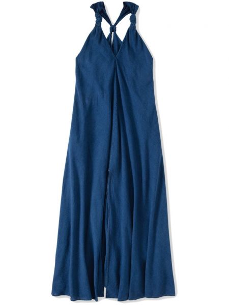 Sukienka długa z dekoltem w serek Closed niebieska