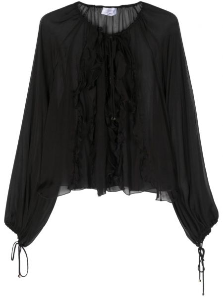 Блуза от шифон с волани Blumarine черно