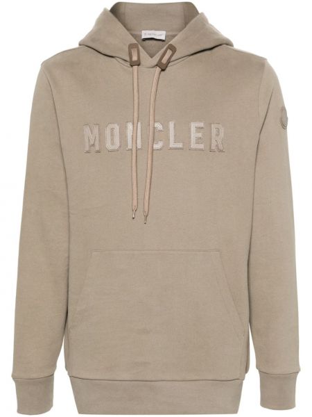 Pamučna hoodie s kapuljačom Moncler siva