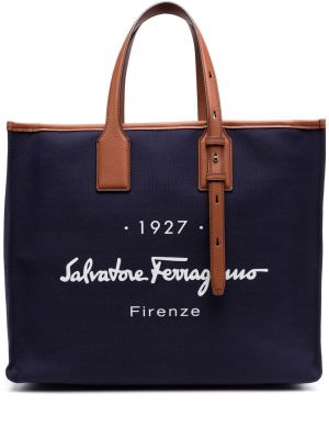 Trykt shoppingbag Salvatore Ferragamo blå