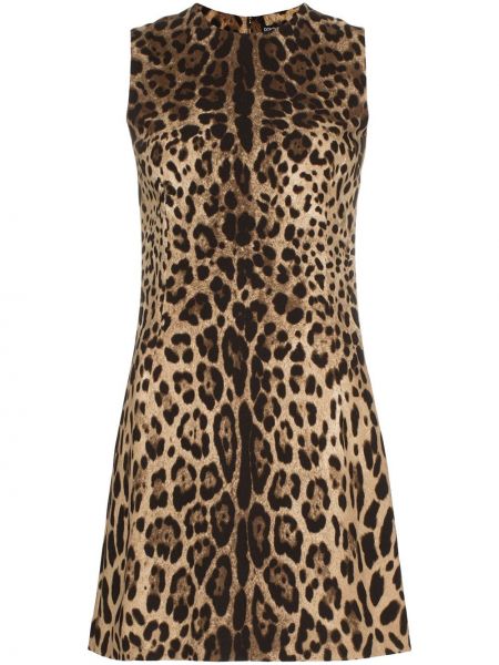 Плаття міні леопардове Dolce & Gabbana, коричневе