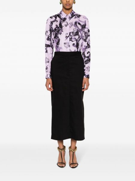 Džínová košile s potiskem Versace Jeans Couture fialová