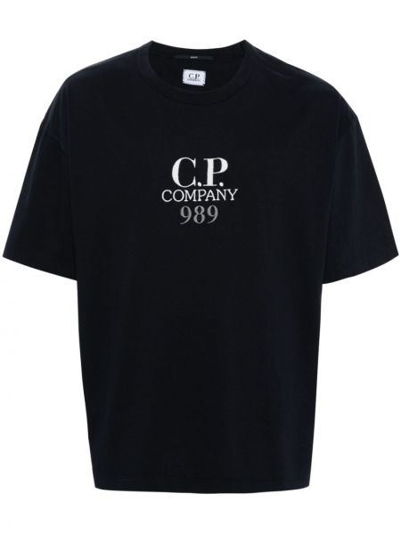 Medvilninis siuvinėtas marškinėliai C.p. Company mėlyna
