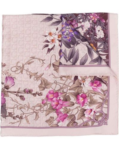 Bufanda de seda de flores con estampado Salvatore Ferragamo rosa