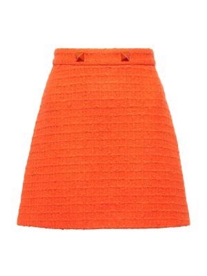 Mini spódniczka tweedowa Valentino pomarańczowa