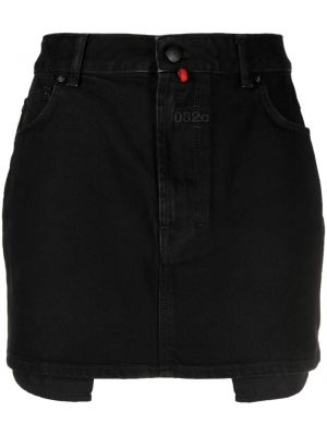 Černé džínová sukně s výšivkou 032c