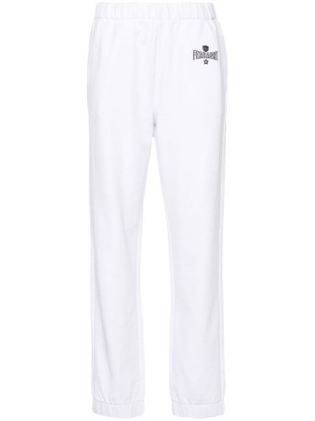 Памучни спортни панталони бродирани Chiara Ferragni бяло