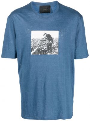 Raštuotas medvilninis marškinėliai Limitato mėlyna