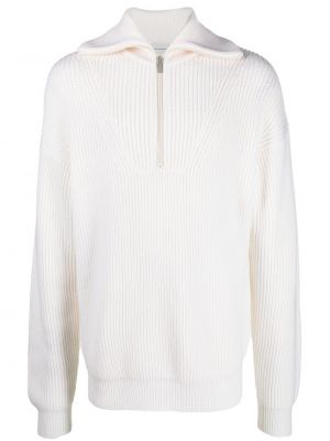 Пуловер с цип Drôle De Monsieur бяло