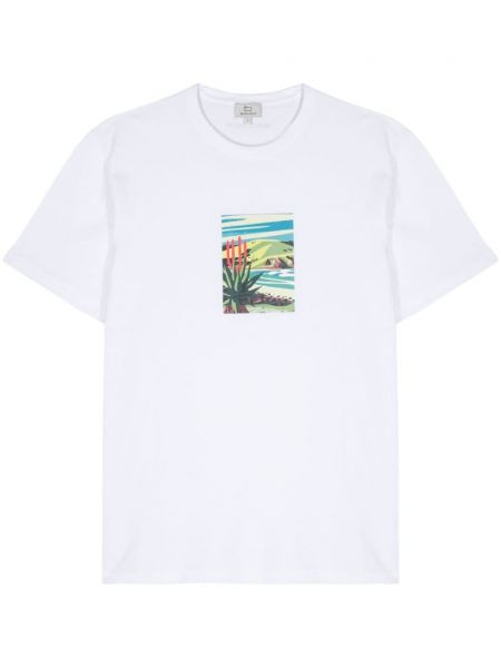 T-shirt en coton à imprimé Woolrich blanc