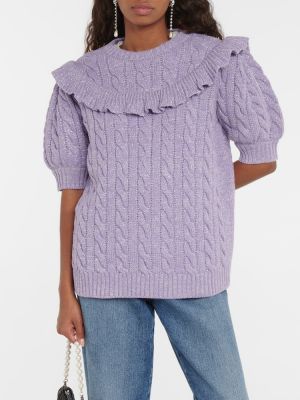 Vlnený sveter s volánmi Miu Miu fialová