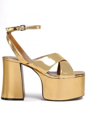 Lakované kožené sandále na platforme Marni zlatá