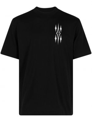 Bavlnené tričko s potlačou s vzorom argyle Amiri čierna