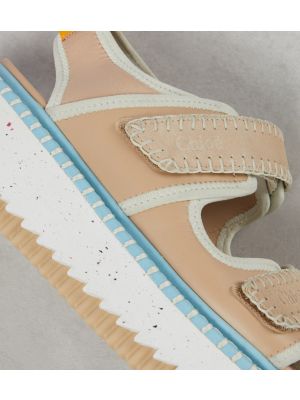 Iš natūralios odos sandalai su platforma Chloé smėlinė