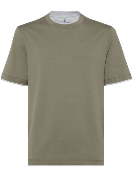 T-krekls ar apaļu kakla izgriezumu Brunello Cucinelli zaļš