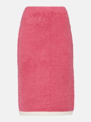 Falda midi de lana de cachemir con estampado de cachemira Xu Zhi rosa