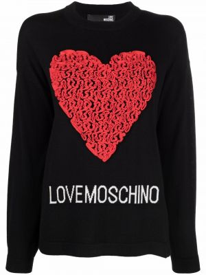 Jersey de tela jersey con apliques con corazón Love Moschino negro