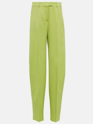 Pantaloni cu picior drept de lână The Attico verde