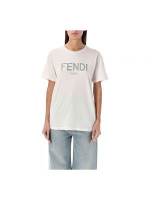 Koszulka z nadrukiem z krótkim rękawem Fendi biała