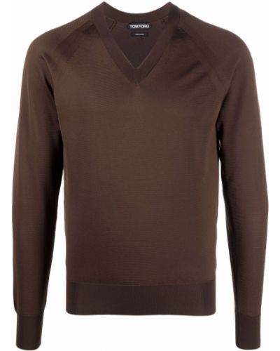 Jersey con escote v de tela jersey Tom Ford marrón