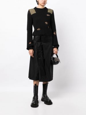 Plisované midi sukně s kapsami Sacai černé