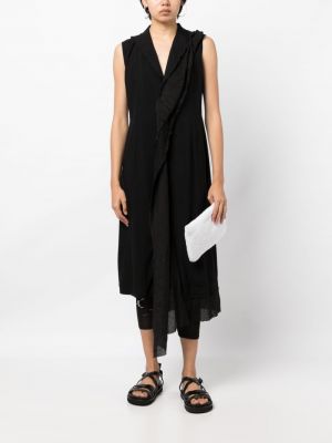 Černé asymetrické midi šaty s volány Yohji Yamamoto