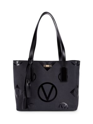 Кожаная замшевая сумка Mario Valentino черная