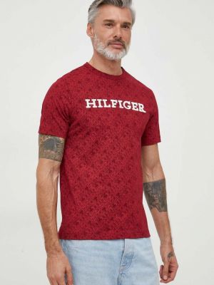 Тениска с дълъг ръкав с принт Tommy Hilfiger винено червено