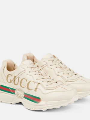 Bőr sneakers Gucci Rhyton fehér