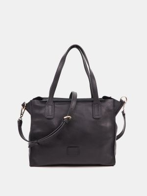 Кожаная сумка шоппер с карманами Abbacino черная