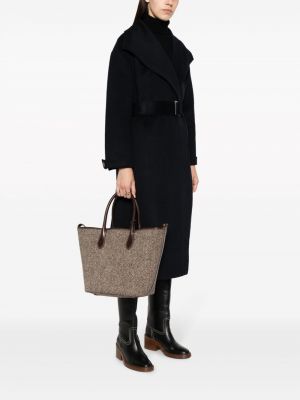 Shopper handtasche mit fischgrätmuster Polo Ralph Lauren braun