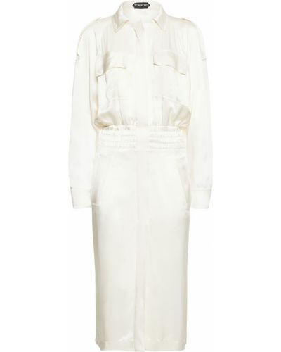 Satynowa sukienka midi Tom Ford biała